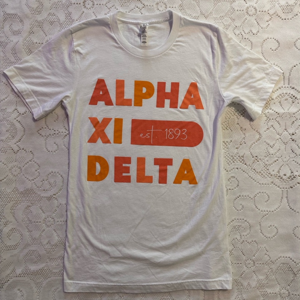 Alpha Xi Delta, Bella Canvas White T-Shirt